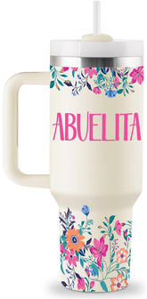 ROSTANTEN Abuelita 40oz tumbler with lid for all-day temperature control.