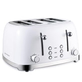 Roter Mond 4-slice toaster exterior showcases retro stainless steel for a stylish kitchen.
