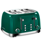 Roter Mond green toaster front view highlights extra-wide slots for versatile breads.