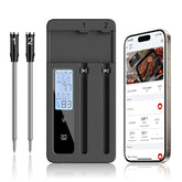 ROUUO smart wireless thermometer with dual probes for precise two-dish monitoring.