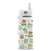 ROVOZAR frog water bottle 16oz with straw, ideal for school hydration.