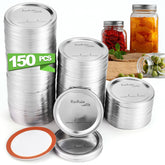 RoxRulie Regular Mouth Lids 150pcs securely cover Ball or Kerr jars for preserving foods.