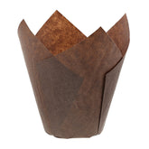 Royal Brown Tulip Style baking cups showcase large 4 oz muffins for bold servings