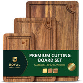 ROYAL CRAFT WOOD Acacia cutting board large with rich grain, ideal for carving