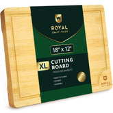 ROYAL CRAFT WOOD bamboo cutting board with deep juice groove for meat prep.