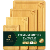 ROYAL CRAFT WOOD 5 piece bamboo board set displayed together for versatile kitchen prep