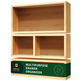 ROYAL CRAFT WOOD bamboo drawer organizer set in a kitchen drawer for tidy storage