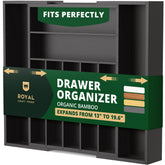 ROYAL CRAFT WOOD bamboo drawer organizer 9-slot layout for silverware