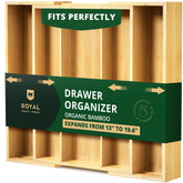 ROYAL CRAFT WOOD bamboo drawer organizer with silverware tray keeps utensils neatly arranged