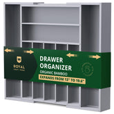 ROYAL CRAFT WOOD luxury bamboo drawer organizer with nine slots keeps cutlery neatly arranged