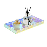 ROYALITA iridescent tray front view on vanity for compact cosmetics organization