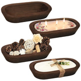 Royxen 4-pack raw wood dough bowls with natural grain for rustic decor.