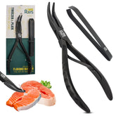 RRAYS fish bone pliers with serrated jaws for quick bone removal in salmon