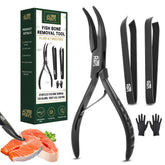 RRAYS fish bone pliers with serrated jaws secure slippery bones during deboning