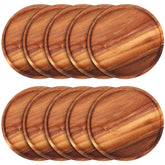Rtteri acacia round plate 12in close-up texture showing durable natural finish.