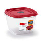 Rubbermaid 7-cup container set with clear bases for quick content checks.