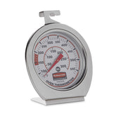 Rubbermaid stainless steel thermometer with large dial for easy oven temperature readings.