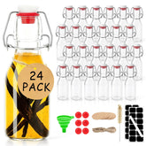 Ruckae 24-pack swing-top bottles with lids for organized drink storage.