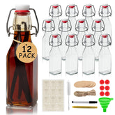 Ruckae square swing-top bottle lid shows secure clamp closure for spill-free storage.