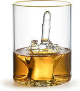 RUGLUSH middle finger funny whiskey glass with gold rim, ideal for entertaining guests.