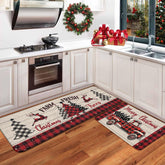 RUIZHUO Christmas kitchen rugs two-piece set on floor for festive decor and soft comfort.