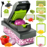 RüK 10-in-1 Vegetable Chopper gray front view demonstrating compact all-in-one prep solution for quick meals