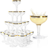 RYTOXILO champagne tower glasses with gold rim for elegant wedding toasts.