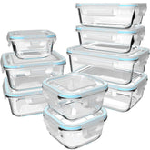 S SALIENT 18-piece glass storage set with lids for organized meal prep.