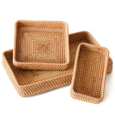 S310 rattan serving tray small rectangle basket for compact counter organization.