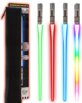 Saber Chops light-up chopsticks glow in red and blue for interactive dining.