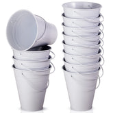 Sadnyy 12-pack galvanized buckets with handles for versatile party decor and crafts.