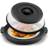 Saebume microwave splatter cover with anti-scald base plate shields hands during heating.