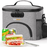 SafeDelux insulated lunch bag with lock keeps meals secure during commute.