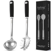 Safring soup ladle with deep bowl for easy, ladled servings of soups and stews.