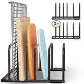 SAGLAU heavy-duty rack, front view, five sturdy slots organize cutting boards and bakeware