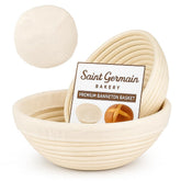 Saint Germain Bakery 9-inch round banneton set for even proofing dough.
