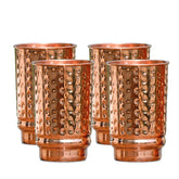 SAJTOX pure copper hammered tumblers, 350ml, four-pack, reusable and stylish for daily hydration.