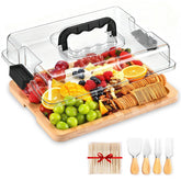 SAKAMOSH charcuterie board lid and handle for secure transport and fresh presentation