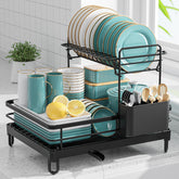 Sakugi dish drying rack top view shows spacious 2-tier design for space saving