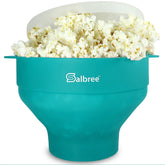 Salbree collapsible popcorn popper in aqua on countertop for quick snacking