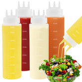 Saladulce 4Pack 23oz squeeze bottles with three holes for even sauce application