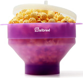 Salbree collapsible popcorn popper in use for oil-free home popping