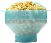 Salbree collapsible popcorn popper in mint, space-saving design for small kitchens.