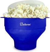 Salbree collapsible popcorn popper in blue with 16-cup capacity for large batches