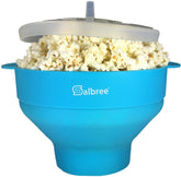 Salbree turquoise popcorn bowl collapsible for space-saving snacks.