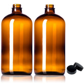 Sally's Organics 32oz amber bottle pair for UV protection and reusable storage.