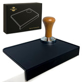 Salomayes Espresso Tamping Mat showing edge protection for safe tamping