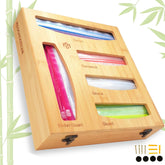 SAMATIZE bamboo bag organizer in a drawer for easy bag access.