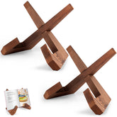SamebuteCO wooden cookbook stand in X shape, two-pack for durable kitchen counter display.