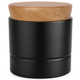 Samseel porcelain butter dish in matte black with water line for soft butter.